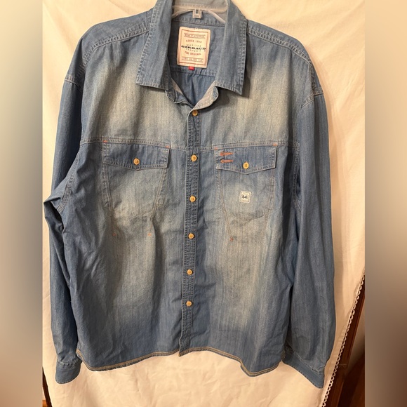 Rare Vintage MARITHE FRANCOIS GIRBAUD Live On The Fly Denim Shirt 6490s 3XL